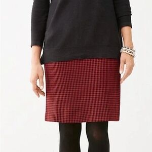 J.Jill Classic Plaid Ponte Pencil Skirt – Size Large – Black & Red Buffalo Check